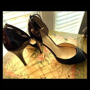 Beautiful pony hair patent heels